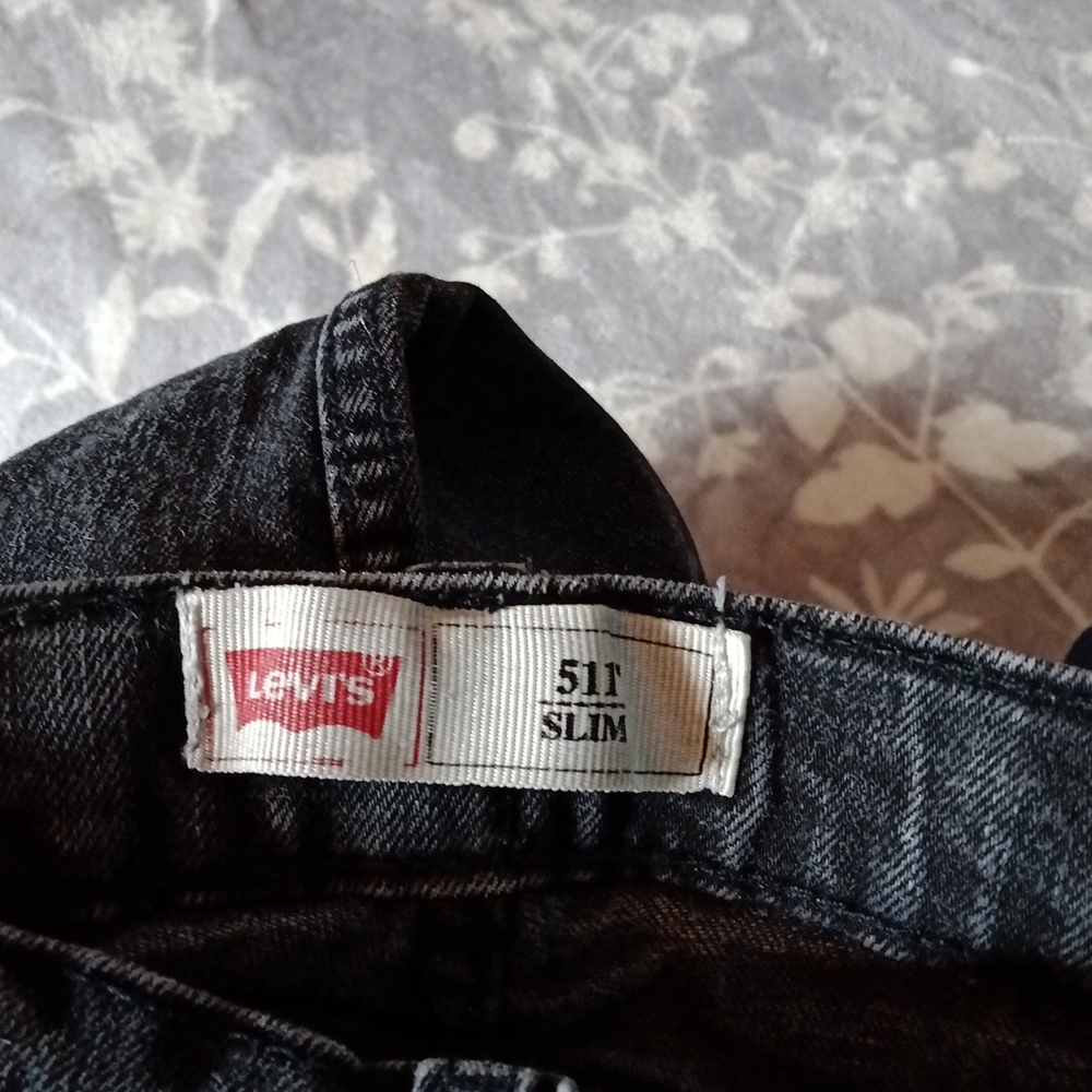 Cool Levi's 511 black Sz 7 Reg slim/adjustable waist jeans - Picture 8 of 9